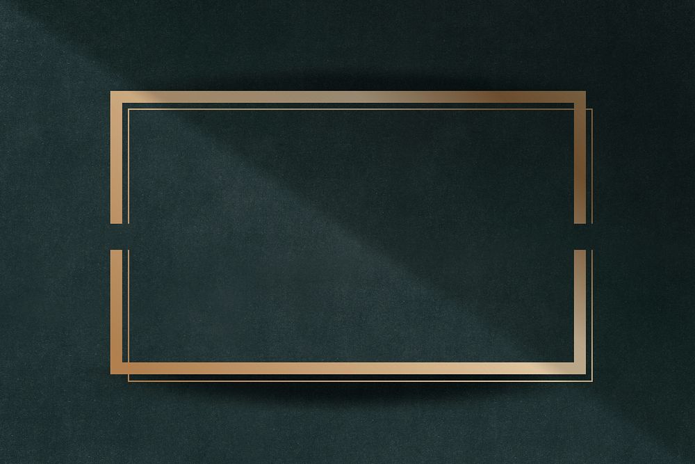 Golden rectangular frame on a green background