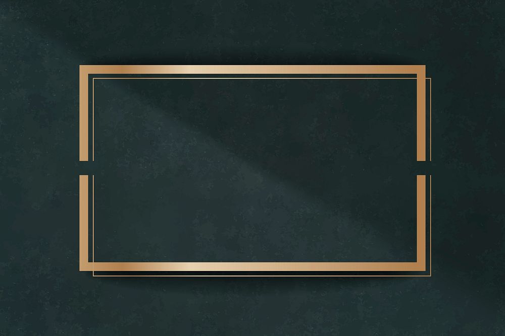 Golden rectangular frame on a green background vector