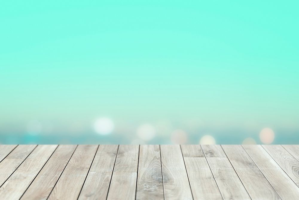 Blue blurry sky with wooden planks product background