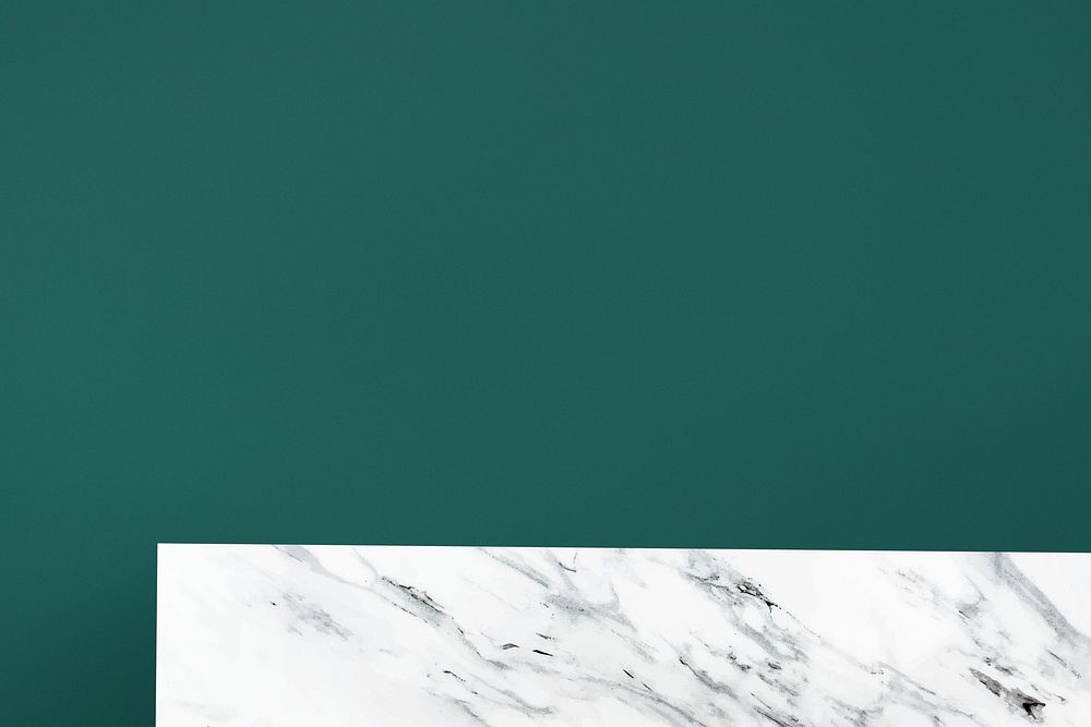 Plain green wall with white marble shelf product background