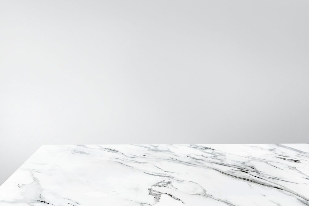Plain gray wall with white marble table product background