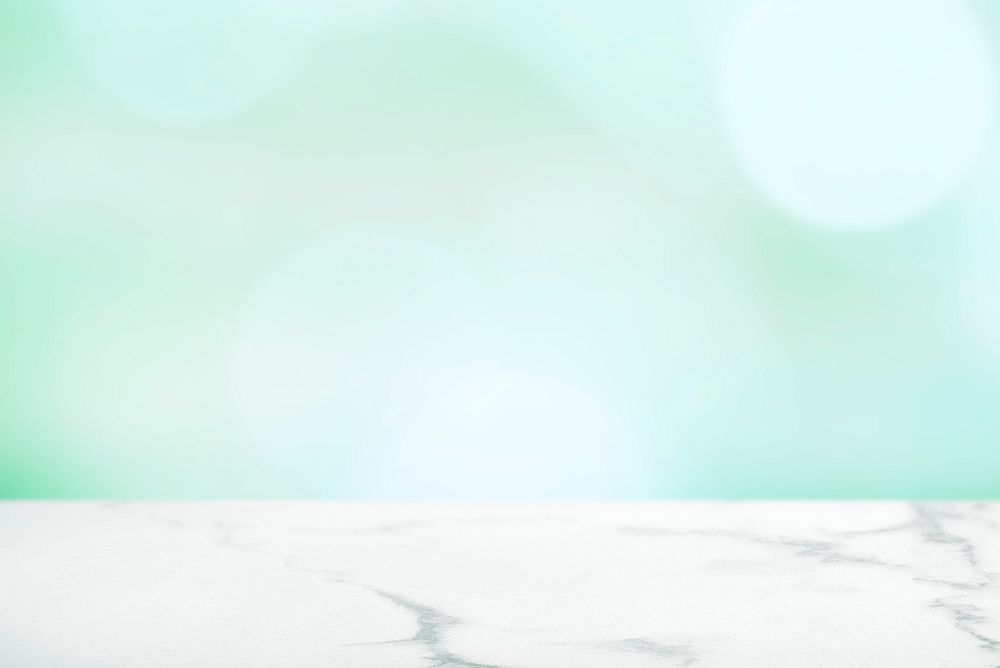 Teal bokeh background with white marble product background