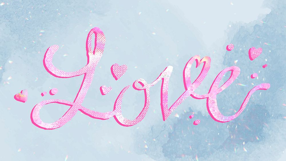 Cursive Love text pink typography font