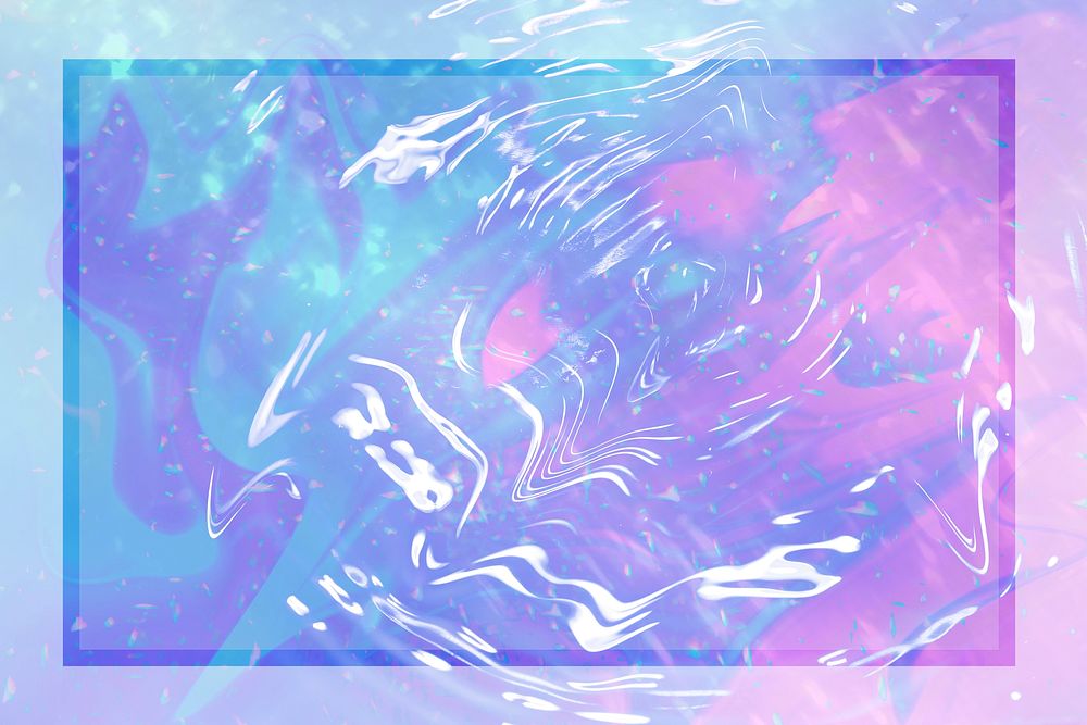 Blue frame psd holographic water texture background