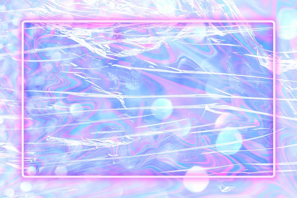 Pink neon frame psd plastic wrap texture background