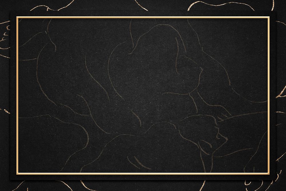 Rectangle gold frame on abstract black background