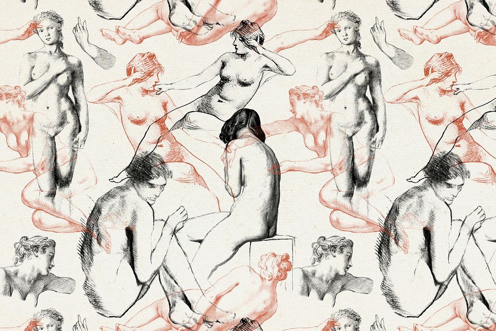 Female nude figure patterned background illustration