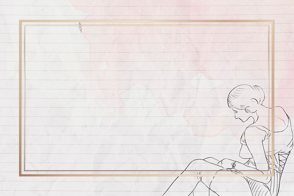 Women sketch psd frame background