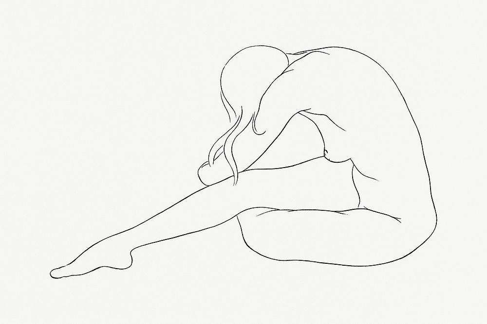 Sitting woman psd nude sketch