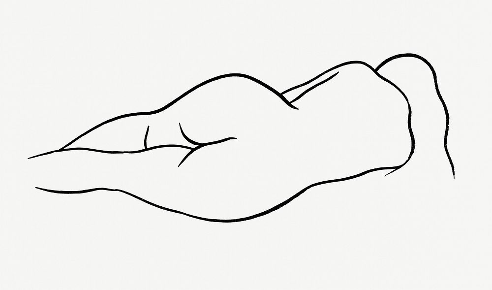 Vintage naked reclining woman drawing