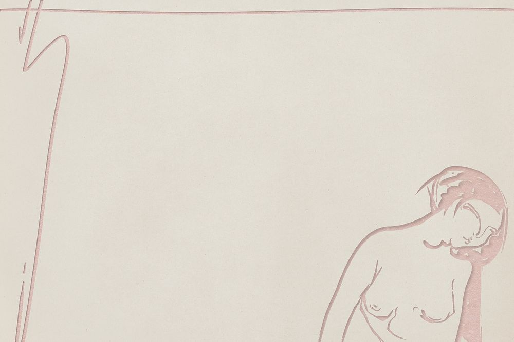 Vintage psd woman nude illustration frame design