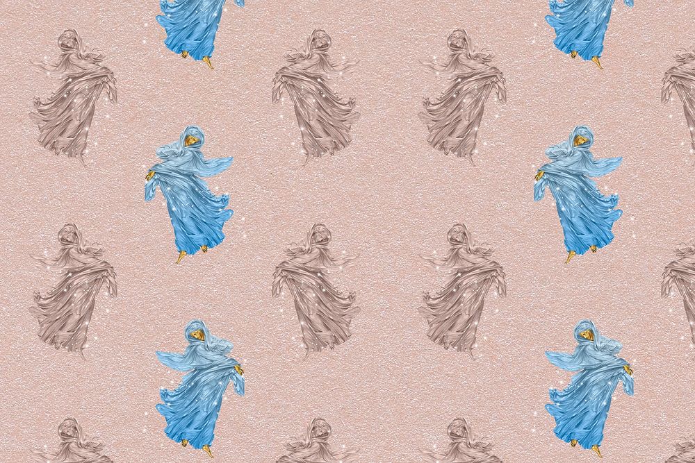 Blue beige nude lady pattern background