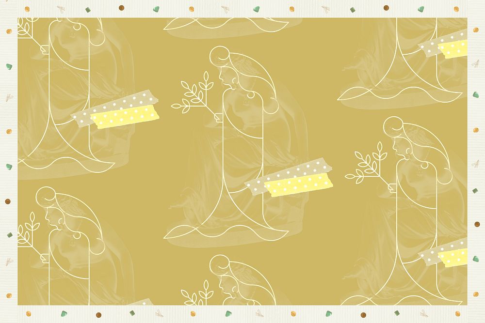 Woman with leaf doodle psd background