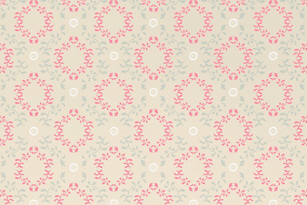 Vintage floral ornament seamless pink pattern background 