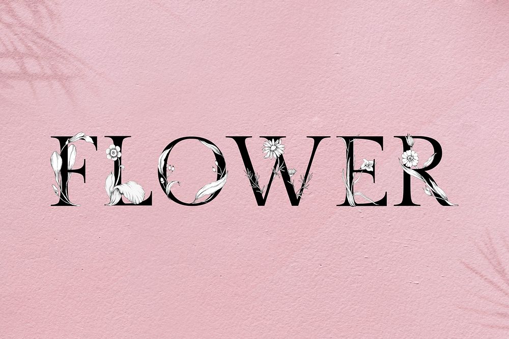 Psd flower word floral font typography