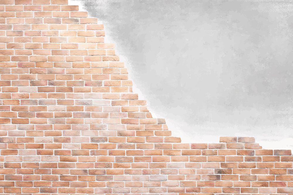 Brown brick wall with a cracked wall background vector