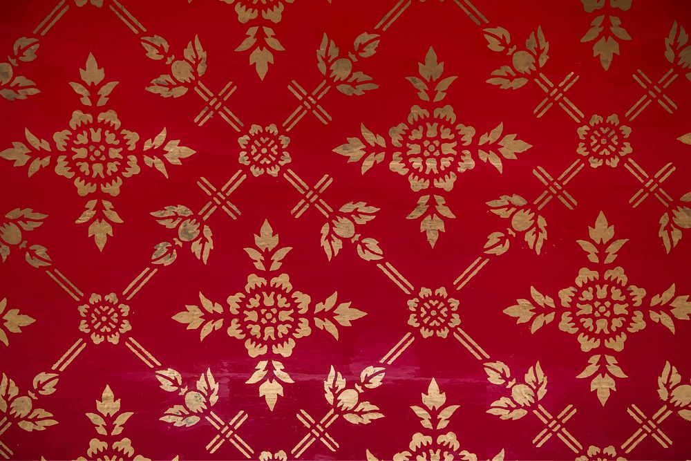 Vintage red and gold patterned background vector