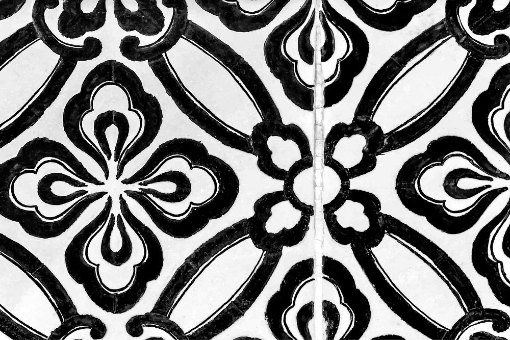 Vintage black and white symmetric patterned background vector