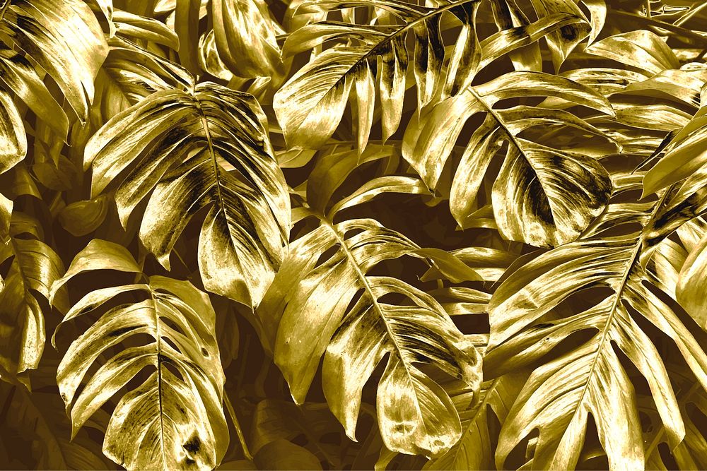 Gold leaf textured background vector