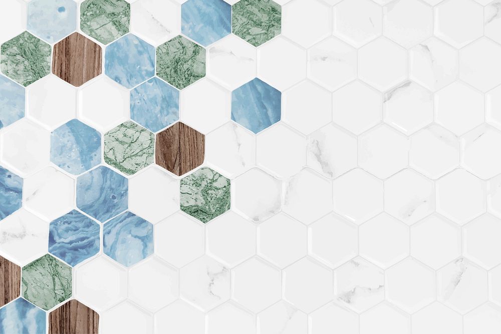 White marble hexagon background vector