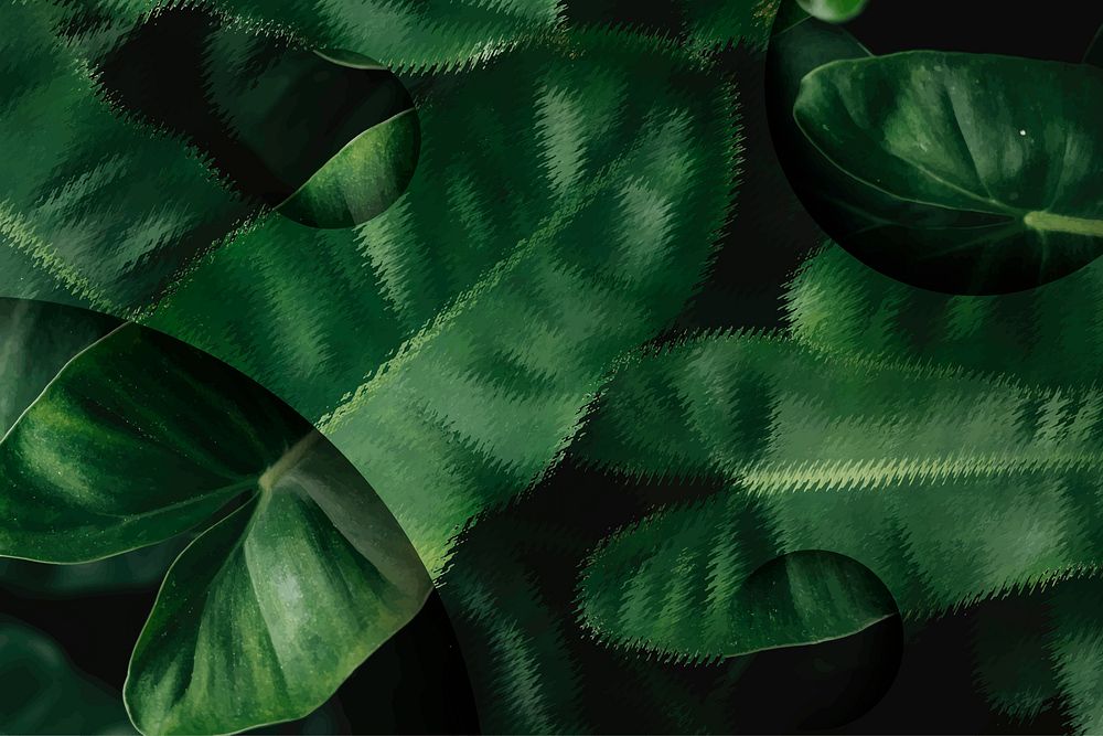 Green tropical leaves background vector