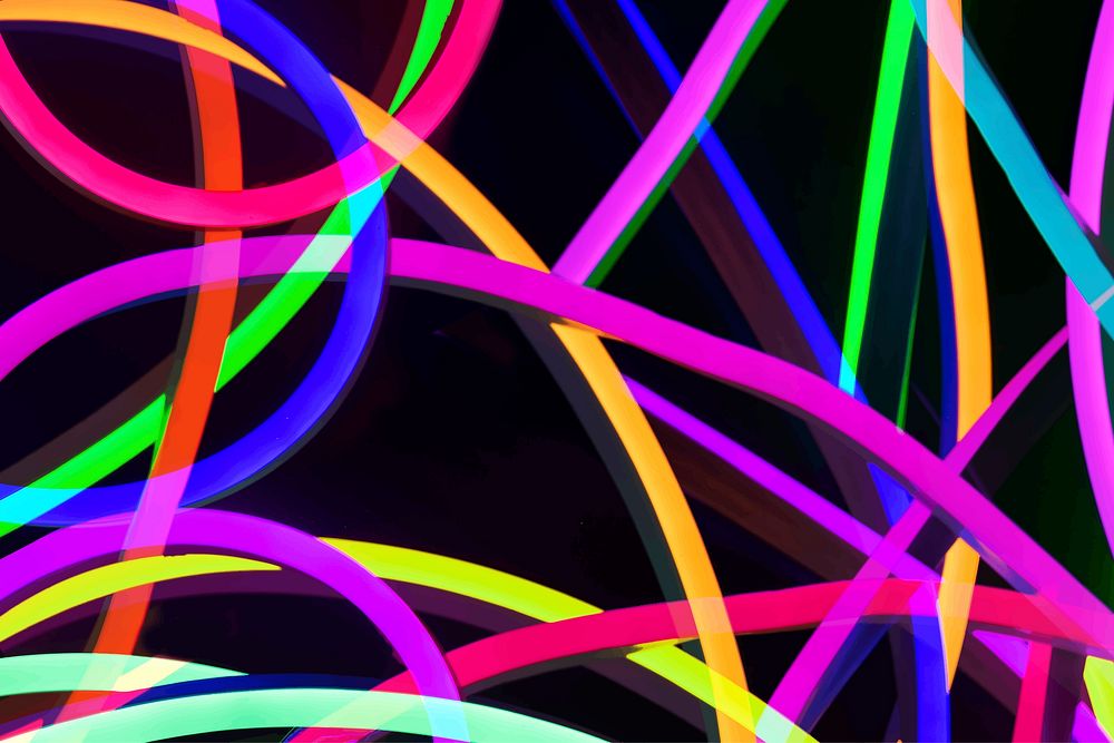 Colorful light lines on a black background vector
