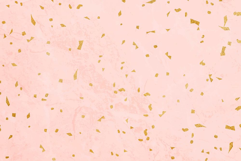 Pink and gold marble patterned background vector