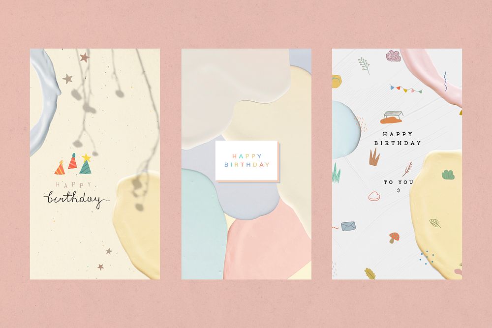 Vector happy birthday pastel template collection