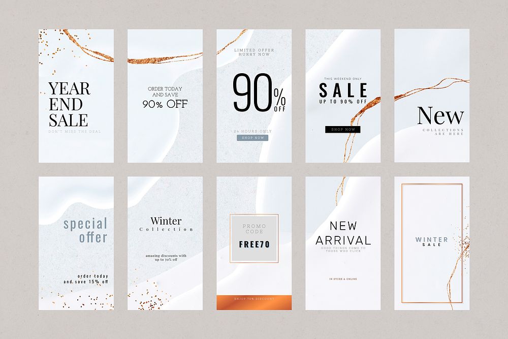 Abstract vector luxury social story template set