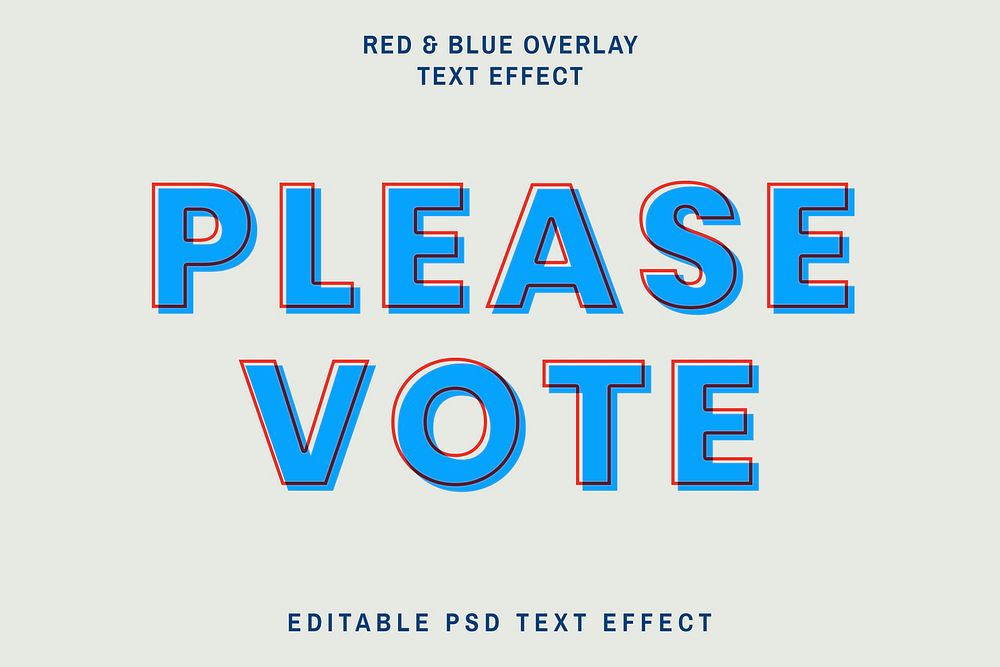 Red and blue overlay editable vector text effect template