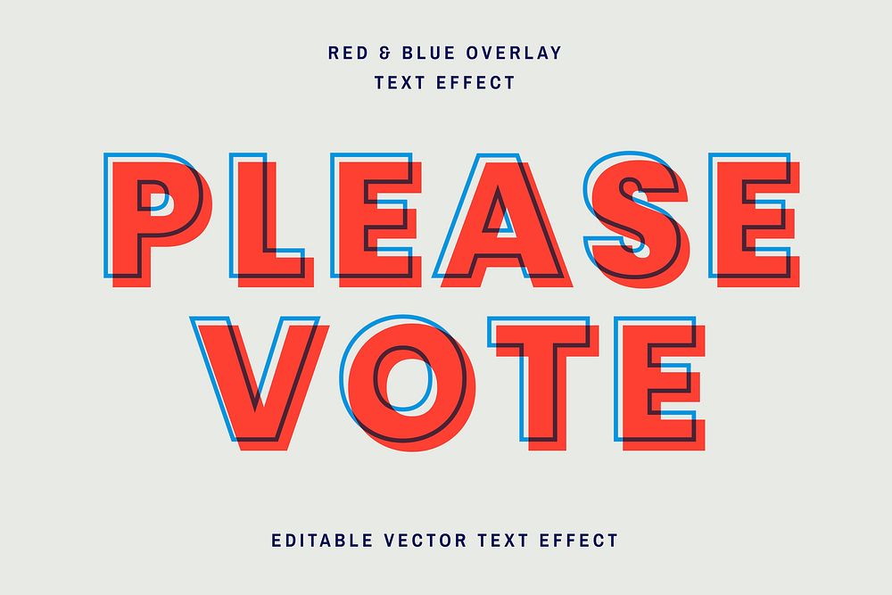 Red and blue overlay editable psd text effect template