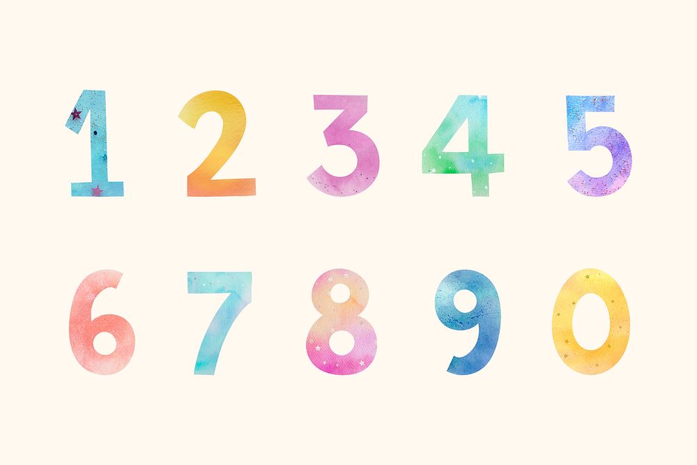 Pastel collection 123 set typography