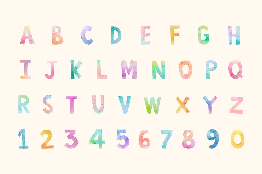 Pastel set abc and number vector 