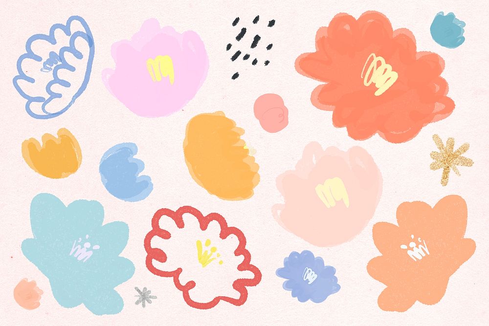 Floral pattern background psd hand drawn