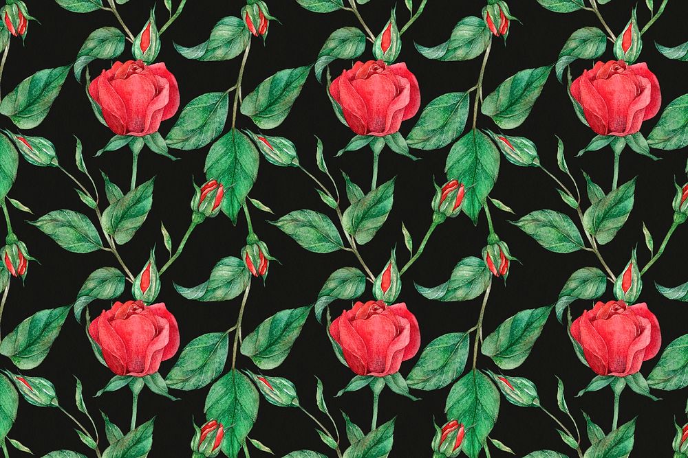 Red rose pattern psd background
