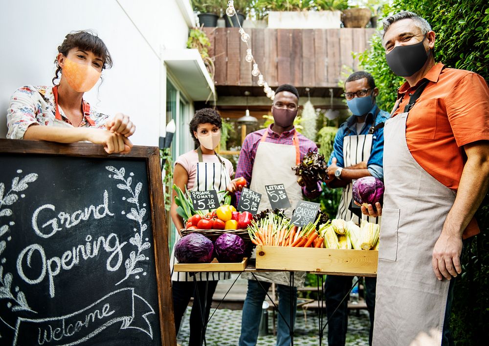 Restaurant reopening post pandemic new normal with organic veggies