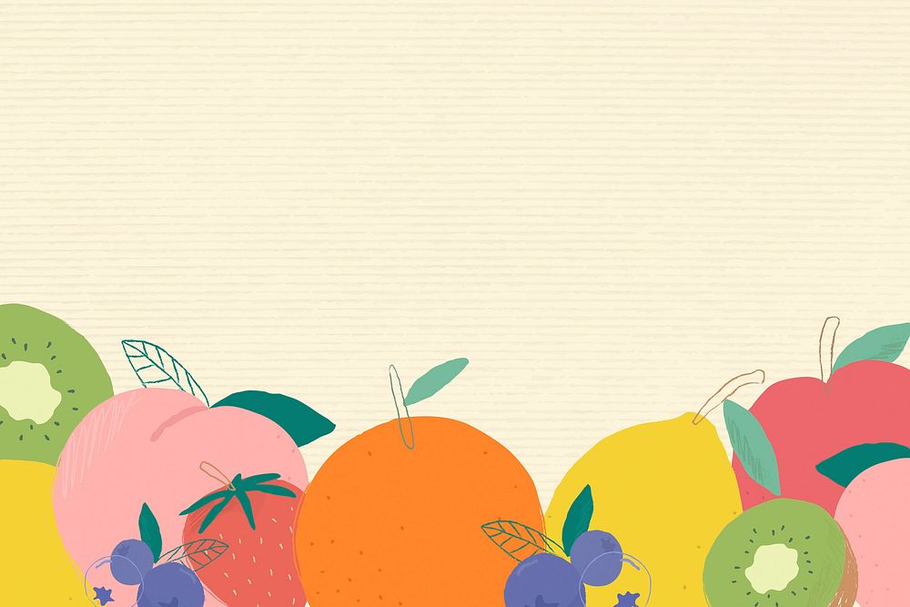 Vector fruits corner border paper textured background