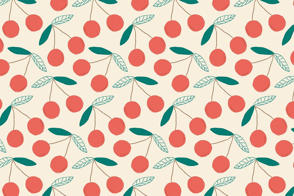 Vector seamless cherry pattern pastel background