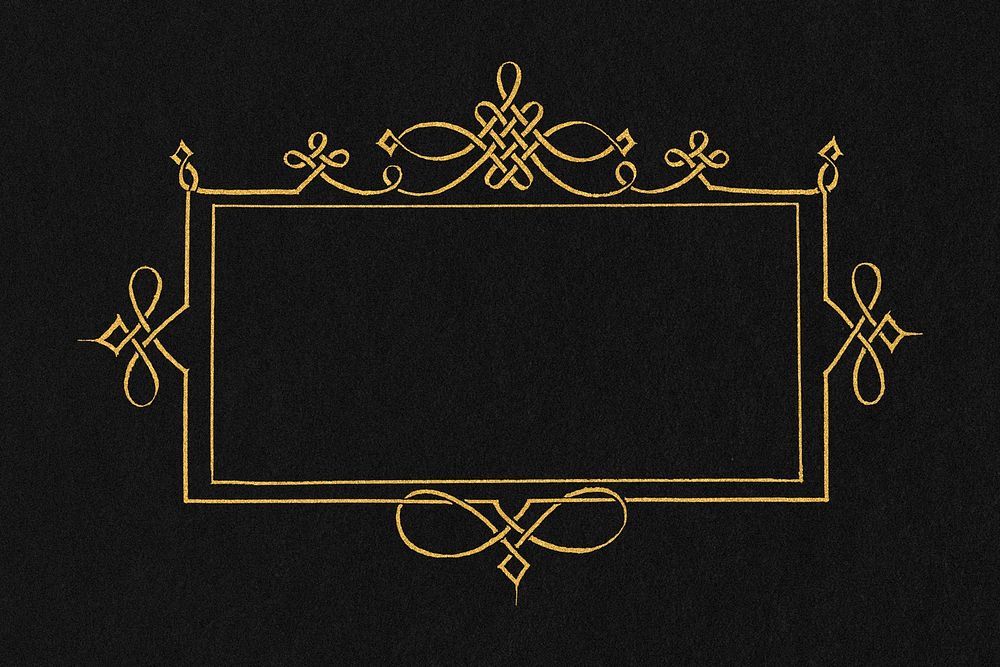 Gold filigree frame border psd