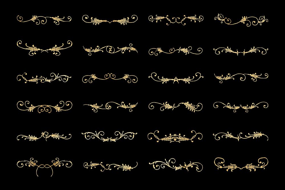 Vector gold vintage divider set, remix from The Model Book of Calligraphy Joris Hoefnagel and Georg Bocskay
