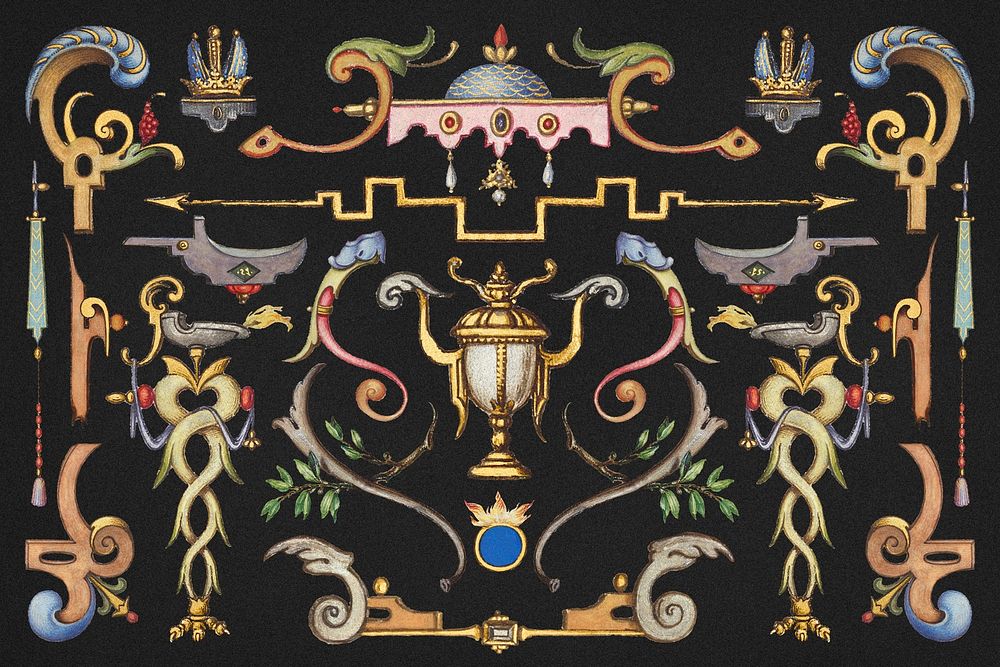 Psd victorian objects ornamental border, remix from The Model Book of Calligraphy Joris Hoefnagel and Georg Bocskay