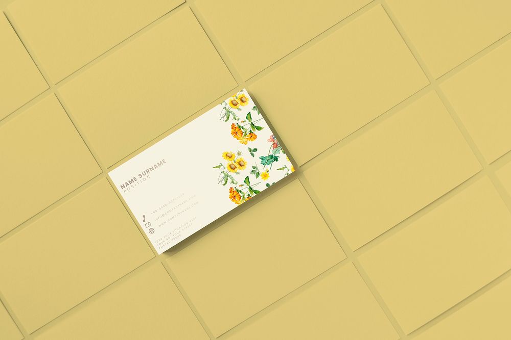 Floral business card template mockup