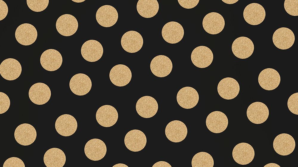 Golden psd black polka dot glittery pattern wallpaper