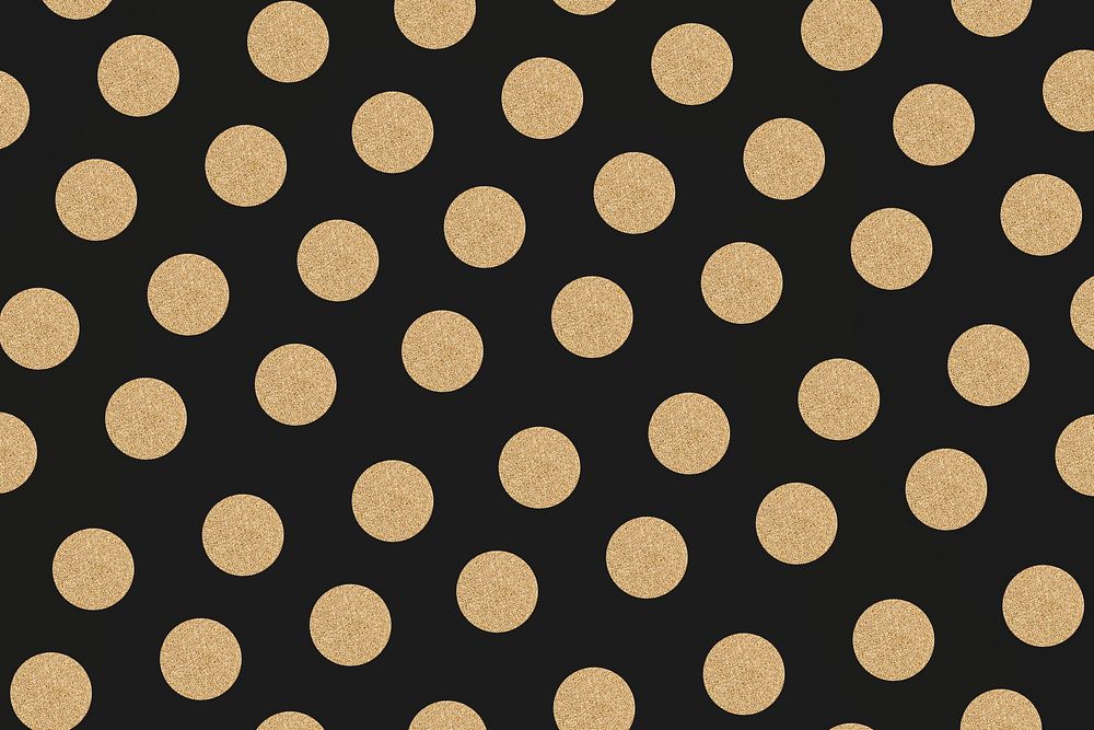 Golden black polka dot glittery pattern wallpaper
