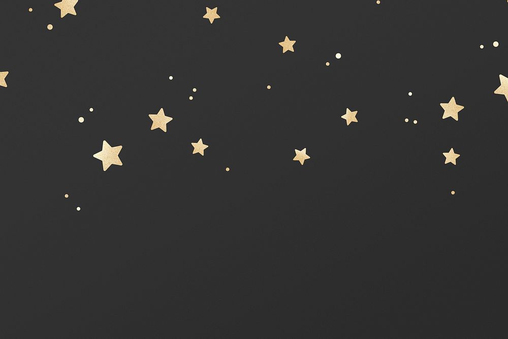 Psd golden sparkly stars pattern on black wallpaper