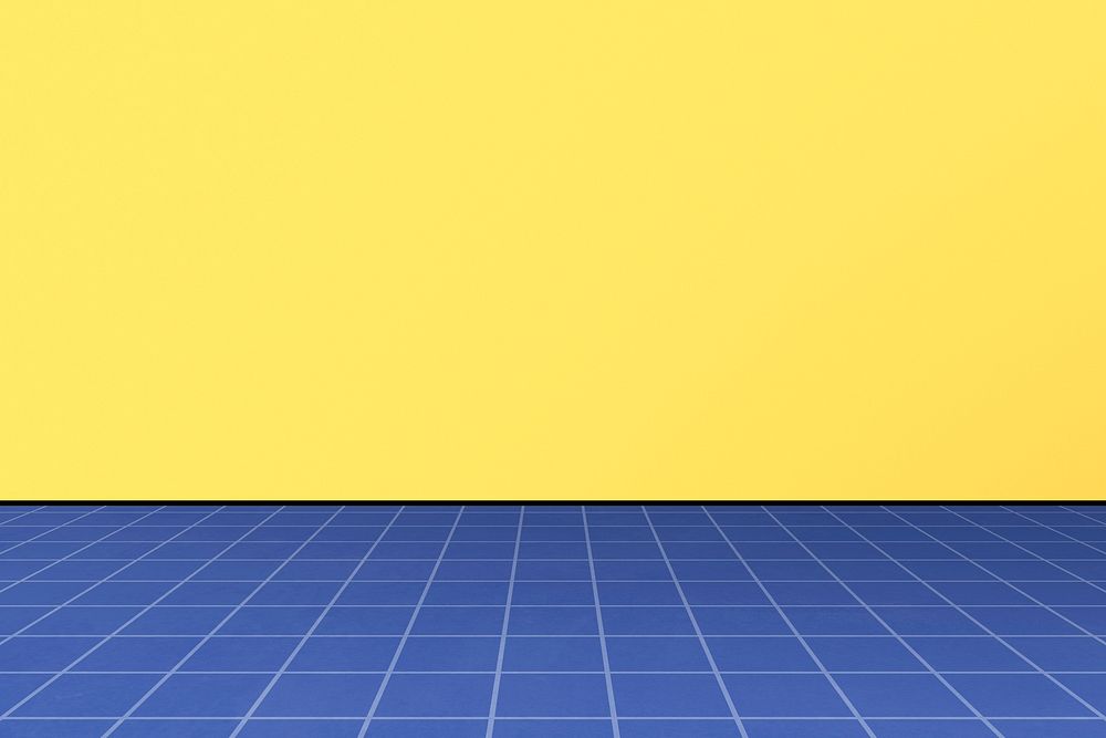Blue grid on yellow wallpaper aesthetic
