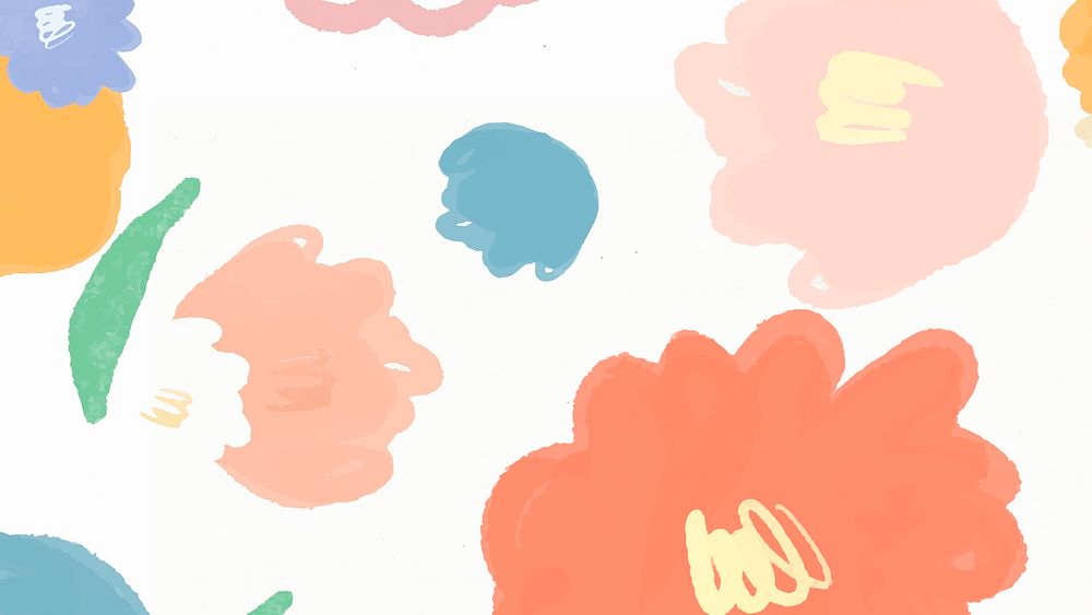 Colorful hand drawn flowers pastel pattern wallpaper