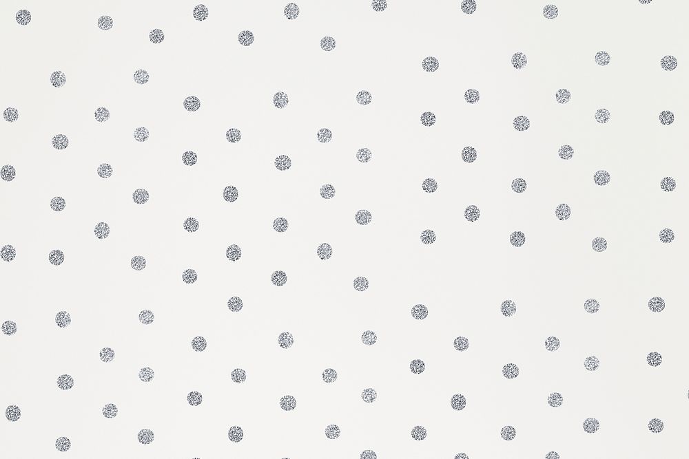 Psd glittery silver polka dot on off white wallpaper