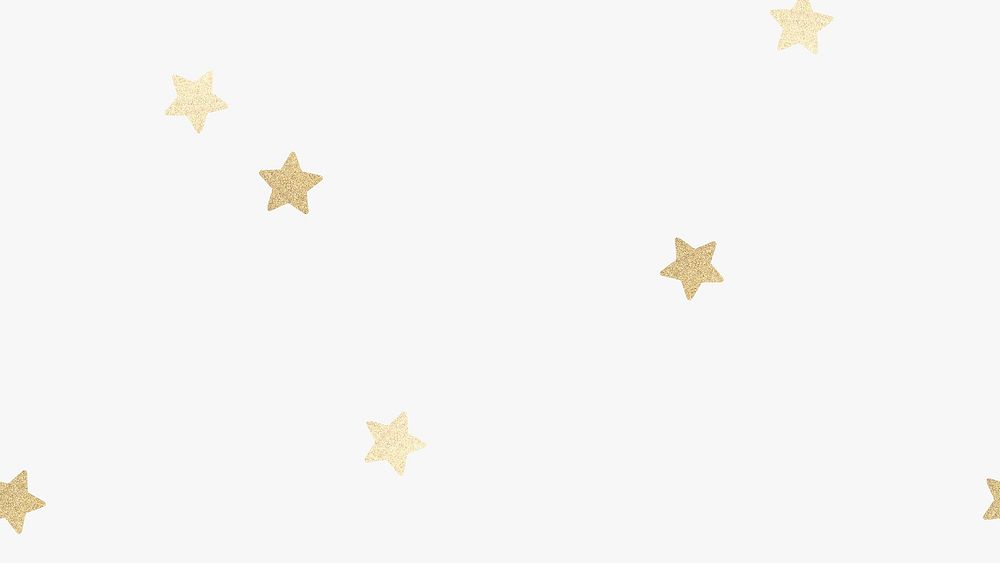 Golden metallic stars pattern on off white wallpaper