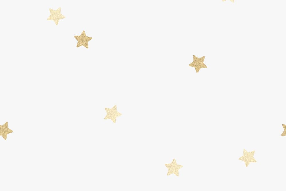 Golden metallic stars psd pattern on off white wallpaper